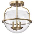 Product Image of Amado 3 Light Semi Flush Mount Vintage Brass Finish Clear Glass