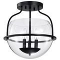 Product Image of Amado 3 Light Semi Flush Mount Matte Black Finish Clear Glass