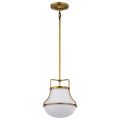 Product Image of Valdora 1 Light Pendant 10 Inches Natural Brass Finish White Opal Glass