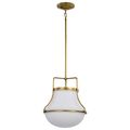 Product Image of Valdora 1 Light Pendant 14 Inches Natural Brass Finish White Opal Glass
