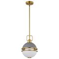 Product Image of Everton 1 Light Pendant 10 Inches Matte Gray & Brass Finish Etched Opal Glass