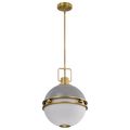 Product Image of Everton 2 Light Pendant 14 Inches Matte Gray and Brass Finish Etched Opal Glass