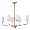 Product Image of Cordello 6 Light Island Pendant Vintage Brass Finish Etched White Opal Glass