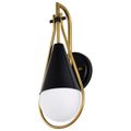 Product Image of Admiral 1 Light Wall Sconce Matte Black and Natural Brass Finish White Opal Glass