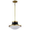 Product Image of Lafayette 1 Light Pendant 14 Inches Matte Black Finish w/ Natural Brass Accents and White Opal Glass