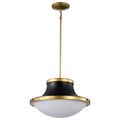 Product Image of Lafayette 3 Light Pendant 18 Inches Matte Black Finish w/ Natural Brass Accents and White Opal Glass