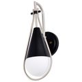 Product Image of Admiral 1 Light Wall Sconce Matte Black and Brushed Nickel Finish White Opal Glass