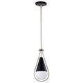 Product Image of Admiral 1 Light Pendant 6 Inches Matte Black and Brushed Nickel Finish White Opal Glass