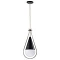Product Image of Admiral 1 Light Pendant 10 Inches Matte Black and Brushed Nickel Finish White Opal Glass