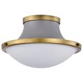 Product Image of Lafayette 1 Light Flush Mount Fixture 14 Inches Gray Finish w/ Natural Brass Accents and White Opal Glass