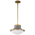 Product Image of Lafayette 1 Light Pendant 14 Inches Gray Finish w/ Natural Brass Accents and White Opal Glass