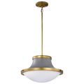 Product Image of Lafayette 3 Light Pendant 18 Inches Gray Finish w/ Natural Brass Accents and White Opal Glass
