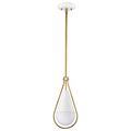 Product Image of Admiral 1 Light Pendant 6 Inches Matte White and Natural Brass Finish White Opal Glass