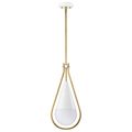 Product Image of Admiral 1 Light Pendant 10 Inches Matte White and Natural Brass Finish White Opal Glass