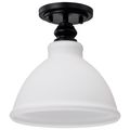 Product Image of Russel 10 Inch Semi Flush Mount Matte Black w/ Satin White Glass