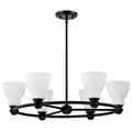 Product Image of Russel 6 Light Chandelier Matte Black w/ Satin White Glass