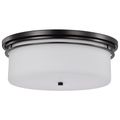 Product Image of Warren 15 Inch Flush Mount Gun Metal w/ Satin White Glass