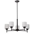 Product Image of Warren 28 Inch 5 Light Chandelier Gun Metal w/ Satin White Glass
