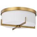 Product Image of Roselle 15 Inch Flush Mount Natural Brass w/ White Glass