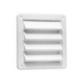 Product Image of 6" White Plastic Fresh Air Intake Vent w/ Metal Bug Screen & Rain Guard, 1" Collar