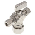 Product Image of 1/2" Nom Comp (5/8" OD) x 3/8" OD Comp x 1/4" OD Comp Dual Outlet Valve, Lead Free (Chrome Plated)