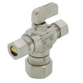 Product Image of 1/2" Nom Comp (5/8" OD) x 3/8" OD Comp x 3/8" OD Comp Dual Outlet Valve, Lead Free (Chrome Plated)