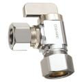 Product Image of 1/2" Nom Comp (5/8" OD) x 1/2" OD Comp Angle Supply Stop, Lead Free (Chrome Plated)