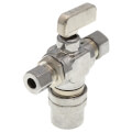 Product Image of 1/2" Fem. CPVC x  3/8" OD Comp x 1/4" OD Comp Dual Outlet Valve, Lead Free (Chrome Plated)