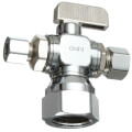 Product Image of 1/2" FIP x  3/8" OD Comp x 1/4" OD Comp Dual Outlet Valve, Lead Free (Chrome Plated)