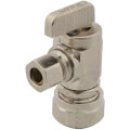 Product Image of 1/2" Pex Compression (5/8" OD) x 3/8" OD Compression Angle Stop Valve, Lead Free (Chrome Plated)
