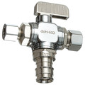 Product Image of 1/2" Expansion PEX x 3/8" x 1/4" OD Comp Angle Dual Outlet Supply Stop Valve, Lead Free (Chrome Plated)