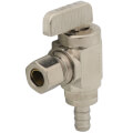 Product Image of 3/8" Pex Crimp x 3/8" OD Compression Angle Stop Valve, Lead Free (Chrome Plated Brass)