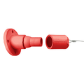 Product Image of 22 Series Ball Nose In-Line Threaded Female Panel Receptacle, 15-Degree, Cam-Type, Cable Range 250-750MCM, 690Amp RED, includes protective cap