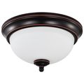 Product Image of Center Lock 11 Inch LED Flush Mount 19 Watt 3000K Mahogany Bronze Finish Frosted Glass