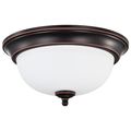 Product Image of Center Lock 13 Inch LED Flush Mount 19 Watt 3000K Mahogany Bronze Finish Frosted Glass