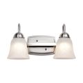 Product Image of 15 Watt LED 2 Light Vanity Fixture 3000K Brushed Nickel w/ Alabaster Glass