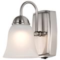 Product Image of 8 Watt LED 1 Light Vanity Fixture 3000K Brushed Nickel w/ Alabaster Glass w/ Switch