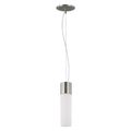 Product Image of Link 1 Light LED Tube Pendant w/ White Glass Brushed Nickel Finish