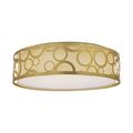Product Image of 15" Filigree LED Decor Flush Mount Fixture Natural Brass Finish White Fabric Shade