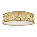 Product Image of 15" Filigree LED Decor Flush Mount Fixture Natural Brass Finish White Fabric Shade