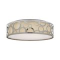 Product Image of 15" Filigree LED Decor Flush Mount Fixture Polished Nickel Finish White Fabric Shade