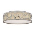 Product Image of 15" Filigree LED Decor Flush Mount Fixture Polished Nickel Finish White Fabric Shade