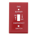 Product Image of Red Emergency Gas Burner Cover Plate w/ White Text (4-1/2" x 2-1/2")