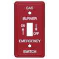 Product Image of Red Emergency Gas Burner Cover Plate w/ White Text (4-1/4" x 2-3/4")