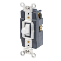 Product Image of 30A 120/277V Toggle Locking Double-Throw Ctr-OFF 2 Pole AC Quiet Switch (White)