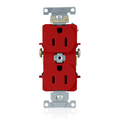 Product Image of Duplex Receptacle Outlet,  Smooth Face, 15A, 125V Side Wire,NEMA 5-15R, 2-Pole, 3-Wire, Self-Grounding, Red