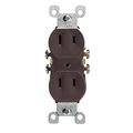 Product Image of 15A, 125V NEMA 1-15R, 2p, 2w, w/ Ears Duplex Receptacle, Straight Blade, Residential Grade, Non-grounding, Side Wired, Steel Strap (Brown)