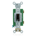Product Image of 30A, 120/277V Toggle Locking Single-pole AC Quiet Switch, Extra Heavy Duty Spec Grade, Self Grounding, Back & Side Wired (Brown)