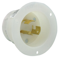 Product Image of 20A, 125/250V NEMA Non-NEMA, 3P, 3W, Flanged Inlet Locking Receptacle, Non-Grounding (White)