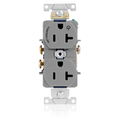 Product Image of Duplex Receptacle, Heavy-Duty Industrial, Split-Circuit, 20A 125V NEMA 5-20R, 2P 3W (Gray)